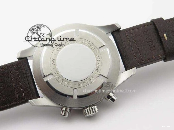 MIROTIME 0216 Pilot Chrono SS IW387808 CF3 ZF 1:1 Best Edition On Brown Leather Strap A Soft 7328